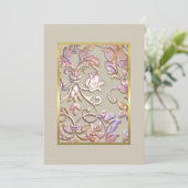 バルミツワー数々の「エンボス」ダマスク招待状 招待状 (スタンド正面)