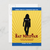 バルミツワー映画スター日付を黄色の青で保存 案内ポストカード (正面/裏面)