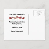 バルミツワー映画スター日付を黄色の青で保存 案内ポストカード (裏面)