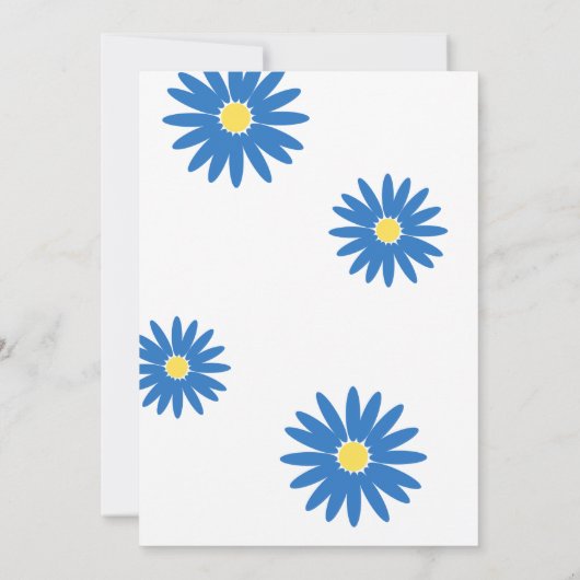 バルミツワー楽しいデイジーメッセージ文字ブルー 招待状 (裏面)