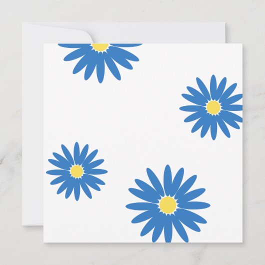 バルミツワー楽しいデイジーメッセージ文字ブルー 招待状 (裏面)