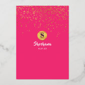 バルミツワー水彩グリッター招待状実在 箔招待状 (裏面)