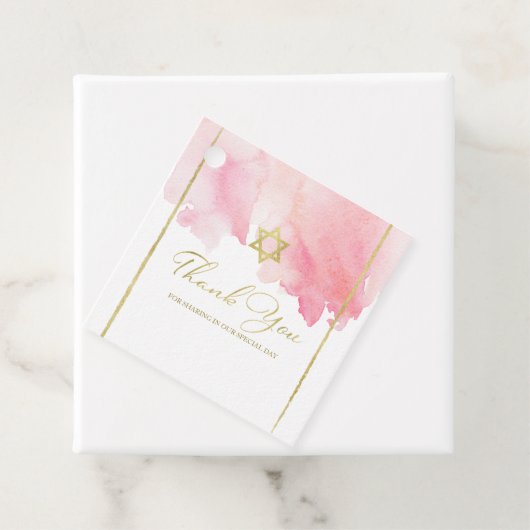 バルミツワー水彩メッセージカード |抽象芸術ピンク フェイバータグ (インサイチュ)
