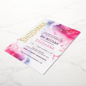 バルミツワー水彩招待状と実在金ゴールド   箔招待状 (回転した状態)