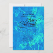 バルミツワー水彩花アクア&ターコイズ 招待状 (正面)