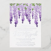 バルミツワー水彩藤のロ企業のゴ 箔招待状 (正面)