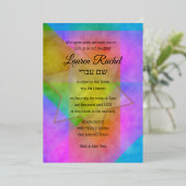 バルミツワー水彩鮮やか星カラフル 箔招待状 (立ち正面)