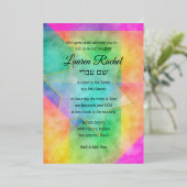 バルミツワー水彩鮮やか星カラフル 箔招待状 (立ち正面)