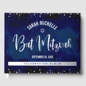 バルミツワー海軍はっきりした水実在色銀箔 ゲストブック (正面)