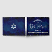 バルミツワー海軍はっきりした水実在色銀箔 ゲストブック (全面)