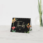 バルミツワー熱帯フローラウォーターカラーブラック金ゴールド サンキューカード (正面)