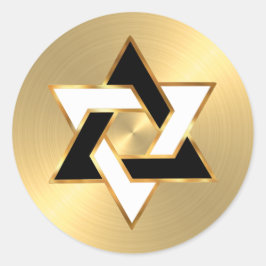 バルミツワー白黒スターオブデイヴィッドオン金ゴールド ラウンドシール