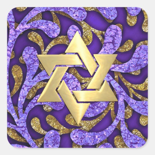 バルミツワー紫と金ゴールド スクエアシール (正面)