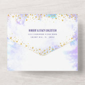 バルミツワー紫の水色金ゴールド モダン オールインワン招待状 (裏面)