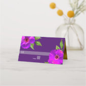 バルミツワー紫はっきりしたモダンフローラ水色 プレイスカード (正面)