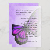 バルミツワー紫ピンクバタフライグラデーション 招待状 (正面/裏面)