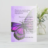 バルミツワー紫ピンクバタフライグラデーション 招待状 (スタンド正面)