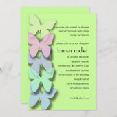 バルミツワー縁ど蝶数々の色の 招待状 (正面/裏面)