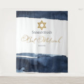 バルミツワー背景 | ブルーウォーターのカラー抽象芸術 タペストリー (正面)