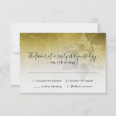 バルミツワー金ゴールドスターのグリッタリーRSVPカード 出欠カード (正面)