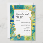 バルミツワー金ゴールドスターウォーターカラー抽象芸術 招待状 (正面)