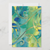 バルミツワー金ゴールドスターウォーターカラー抽象芸術 招待状 (裏面)