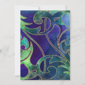 バルミツワー金ゴールドスターウォーターカラー抽象芸術 招待状 (裏面)