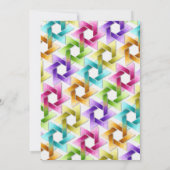 バルミツワー金ゴールドスターカラフルダマスク 招待状 (裏面)