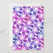 バルミツワー金ゴールドスターパープルウォーターカラーダマスク 招待状 (裏面)