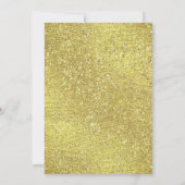 バルミツワー金ゴールドスターフレームオン金ゴールドグリッター 招待状 (裏面)