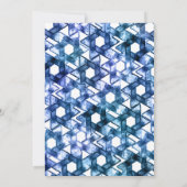 バルミツワー金ゴールドスターブルーウォーターカラーダマスク 招待状 (裏面)