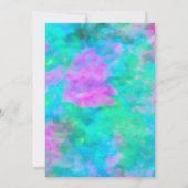 バルミツワー金ゴールドスター抽象芸術グリーンブルーピンク 招待状 (裏面)