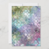 バルミツワー金ゴールドスター抽象芸術パープルグリーンブルー 招待状 (裏面)