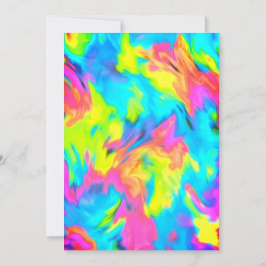 バルミツワー金ゴールドスター抽象芸術絞り染めターコイズ 招待状 (裏面)