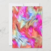 バルミツワー金ゴールドスター抽象芸術絞り染めレッド 招待状 (裏面)