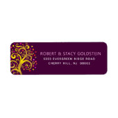 バルミツワー金ゴールドツリーライフブルゴーニュ差出人住所 ラベル (正面)