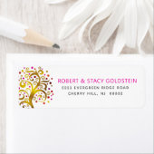 バルミツワー金ゴールドピンクツリーオブライフ差出人住所 ラベル (インサイチュ)