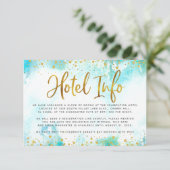 バルミツワー金ゴールドフォイルターコイズウォーターカラーホテル エンクロージャーカード (スタンド正面)