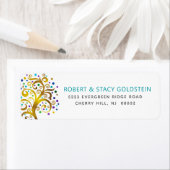 バルミツワー金ゴールドブルーツリーオブライフ差出人住所 ラベル (インサイチュ)