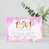 バルミツワー金ゴールドホイガーリールピンクウォーターカラーエントレ 出欠カード (スタンド正面)