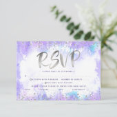 バルミツワー銀箔パープルウォーターカラーエントレア 出欠カード (スタンド正面)