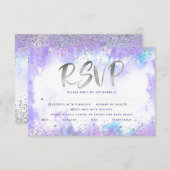 バルミツワー銀箔パープルウォーターカラーエントレア 出欠カード (正面/裏面)