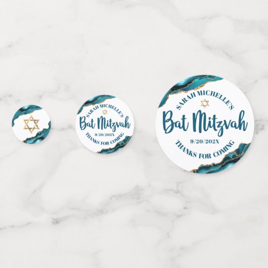 バルミツワー2フォトターコイズゲート金ゴールドスクリプト コンフェッティ (裏面)