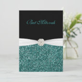 バルミツワー、グリッターとパール、カスタム招待状 招待状 (スタンド正面)