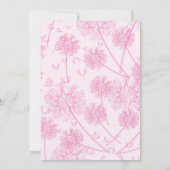 バルミツワー-ダンデリオン植物、フロレツ-ピンク 招待状 (裏面)