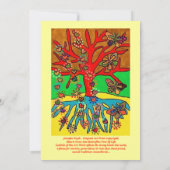 バルミツワー: ハートは蝶木の生命に育ちます 招待状 (裏面)