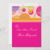 バルミツワー+バブモダンル/オレンジ/ホットピンク 招待状 (正面)