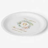 バルミツワー、バー(ユダヤ教の)バル・ミツバー水色フローラ ペーパープレート (アングル)