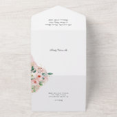 バルミツワー、ピンクと金ゴールドの水彩花 オールインワン招待状 (外側)