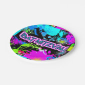 バルミツワー、ブライト、フェイクネオン絵を描 ペーパープレート (アングル)